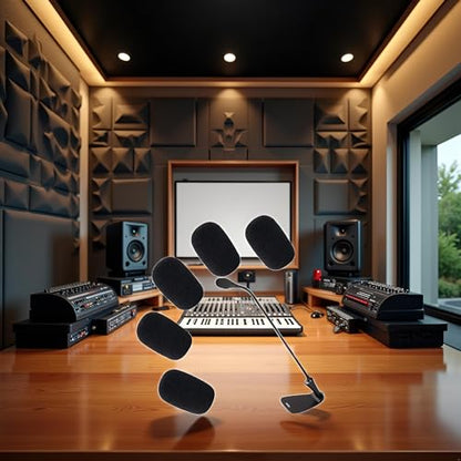5 Pack Black Microphone Foam Cover,Replacement Microphone Sponge Wind Shield Windscreen Foam Cover for Microphone Windscreen for Shure CVG18-B/C Gooseneck Condenser Microphone Accessories