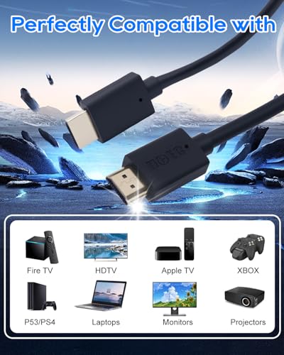 UCEC 6 Foot HDMI Cable, High Speed HDMI 48Gbps 2.1 Cord, 8K@60Hz 4K@120Hz Compatible with PS5, Fit for Xbox/TV/PC Monitor/Projector - size: 6FT