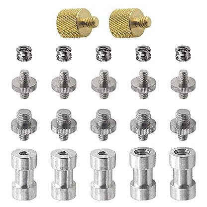 Camera Mount Screw Adapter 22Pack 1/4 Inch and 3/8 Inch Camera Screws Tripod Threaded Screws Adapter Camera Screw Mount Set for Camera Tripod Mono-pod Flash Light - style: Adapter-22P