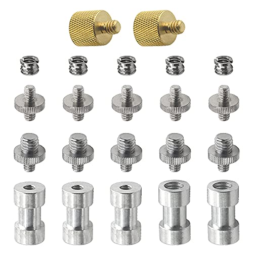 Camera Mount Screw Adapter 22Pack 1/4 Inch and 3/8 Inch Camera Screws Tripod Threaded Screws Adapter Camera Screw Mount Set for Camera Tripod Mono-pod Flash Light - style: Adapter-22P