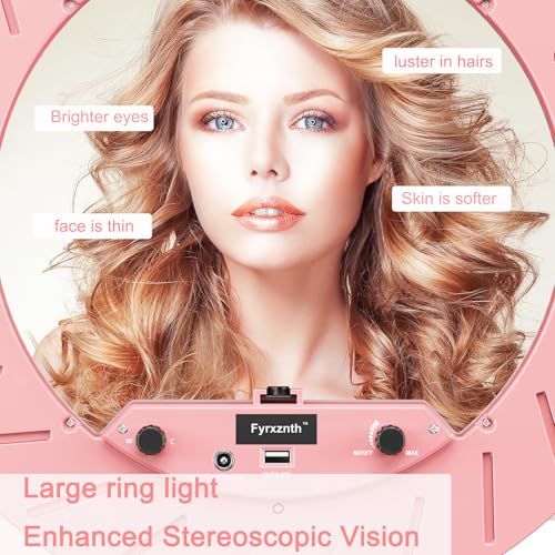 Ring Light 18" with Stand, 55w 6700K LED Light,63" Tripod,Multi-Angle Adjustable Phone Stand, for iPhone and Android Phones, CRI95, Suitable for YouTube, TikTok, Selfies (Pink, 18") - color: Pink
