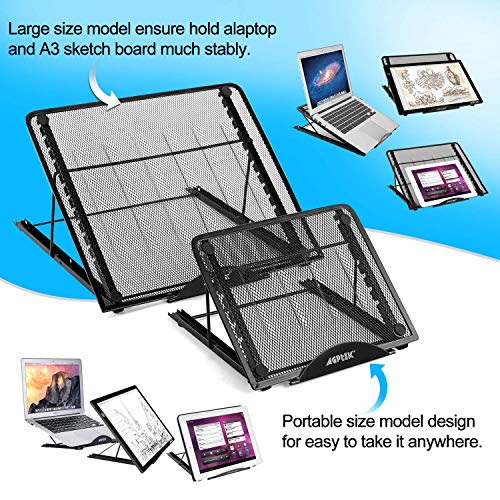 IMAGE Laptop Stand, A3 Large Version Foldable Portable Ventilated Desktop Laptop Stand Holder, Adjustable 12 Angle Points Stand, Compatible with 10" ~ 17" Notebooks, LED Light Box Pad