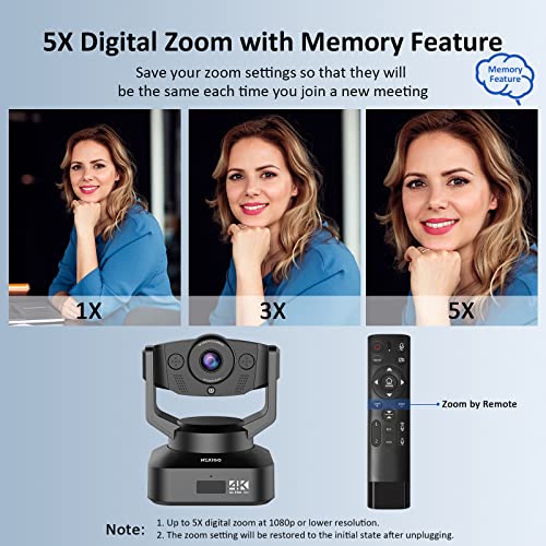 NexiGo N990 4K PTZ Zoomable Webcam, Video Conference Camera System with 5X Digital Zoom, Sony Starvis Sensor, Position Preset, Dual Stereo Mics, Audio Jacks for External Mics (Renewed) - style: 4K PTZ Webcam