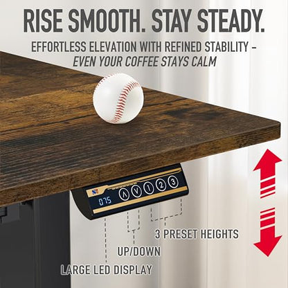 SHW 40-Inch Mobile Electric Height Adjustable Sit to Stand Desk with Drawer, Hanging Hooks and Cable Management, Rustic Brown - color: Rustic Brown