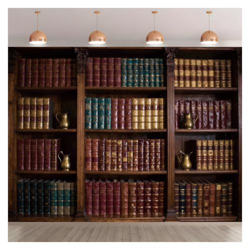8x6FT Retro Wooden Bookcase Photography Background Vintage Bookshelf Backdrop Classic Library Study Photo Video Conference Call Home Office Decor Books Themed Party Decorations - size: 8x6FT