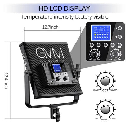 GVM LED Video Light Panel, 40W Bi-Color Photography Lighting with 22000 Lux/0.5m, CRI 97+, 3200K-5600K 672 LED Beads, Continuous Lighting for YouTube TikTok Streaming Portrait Studio Filming
