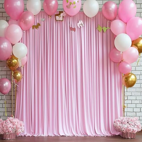 10ftx12ft Baby Pink Backdrop Curtains for Wedding-Wrinkle Free Backdrops Curtain Drapes Fabric Decorations Photo Back Drop Cloth for Baby Shower Photography Stage Reception 2Panels 12ft(H) x 5ft(W) - color: pink, size: W5' x H12'(2 panels)