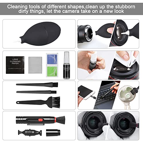 18-in-1 Professional Camera Cleaning Kit for Most DSLR Cameras (Canon, Nikon,Sony), with Air Blower/Cleaning Pen/Detergent/Cleaning Cloth/Lens Brush/Carry Case - size: 18 IN 1