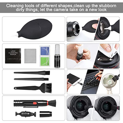 18-in-1 Professional Camera Cleaning Kit for Most DSLR Cameras (Canon, Nikon,Sony), with Air Blower/Cleaning Pen/Detergent/Cleaning Cloth/Lens Brush/Carry Case - size: 18 IN 1