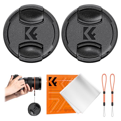 K&F CONCEPT 46mm Front Lens Cap Cover Kit, 5-in-1 Center Pinch Lens Cover + Anti-Loss Keeper + Microfiber Cleaning Cloth Compatible with Canon, Nikon, Sony Camera Lenses with 46mm Thread - size: 46mm