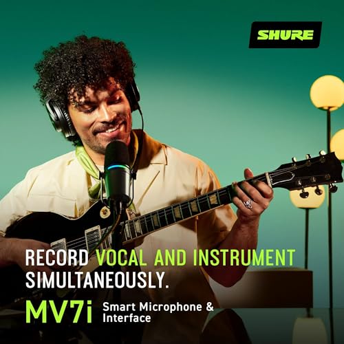 Shure MV7i Smart Microphone – USB-C & XLR Mic for Podcasting, Music & Streaming with Built-in Audio Interface, Auto Level Mode, Advanced DSP, All-Metal Design, Black | USB-C Mic with Built-in Audio Interface, Combo Xlr and ¼ Input, Auto Level Mode, Voice
