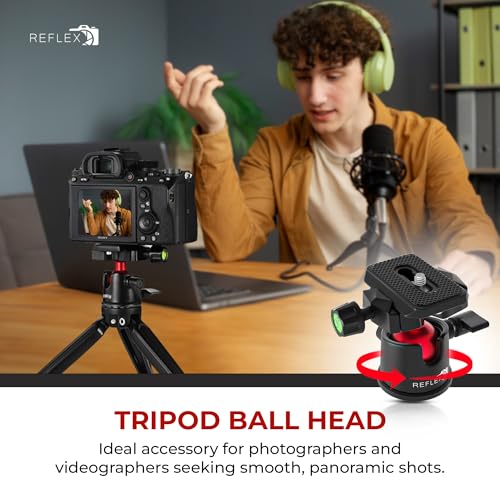 REFLEX CAMERA Metal 9" Mini Tripod Desktop Tripod with 360° Ball Head and 1/4"-20 Screw for DSLR Cameras, Smartphone, Projectors with Quick Release Plate & Bubble Spirit Level, 5Kg Load