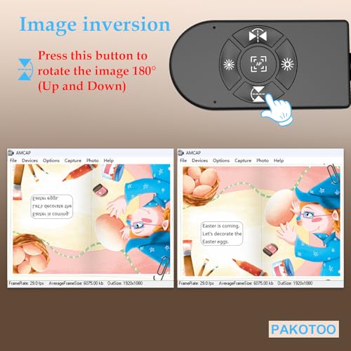8MP Document Camera, Doc Camera, USB Webcam for Teachers and Classroom, for A3 A4 Size, Built-in Mic, LED Light, Image Inverst, for Windows, Mac, Chromebook, Distance Teaching