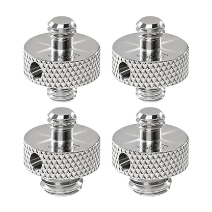 Upgraded Stainless Steels 1/4" Male to 1/4" Male & 1/4" Male to 3/8" Male Tripod Threaded Screw Adapter with Hole for Camera Light Stand Equipped with Hex-L Wrench 4 Pcs - color: A56/A57