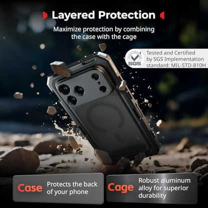 SMALLRIG Mobile Video Cage for iPhone 17 Pro Max, Flagship Edition | with Phone Case/TPU Soft Frame/T-Mount/ 17mm Threaded Lens Backplate, for Videography Recording Vlog - style: Flagship Cage