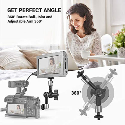 SmallRig 5.5 Inches Adjustable Friction Articulating Magic Arm, with Both 1/4" Screw for LCD Monitor/LED Lights - style: 1-Pack