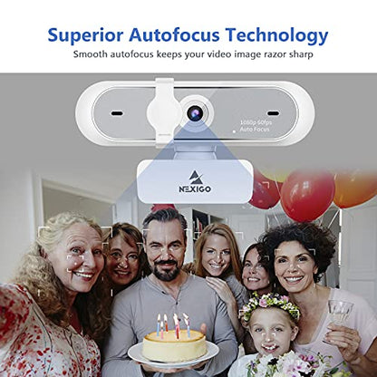 NexiGo N660P (Gen 2) 1080P 60FPS Webcam with Software Control, Dual Microphone & Cover, Autofocus, HD USB Computer Web Camera, for OBS/Zoom/Skype/FaceTime/Teams/Twitch, White - style: 1080P 60FPS Webcam