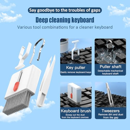 Keyboard Cleaning Kit Laptop Cleaner, 32-in-1 Computer Screen Cleaning Brush Tool, Multi-Function PC Electronic Cleaner Kit for iPad iPhone Pro, Earbuds, Camera Monitor(White) - color: White1