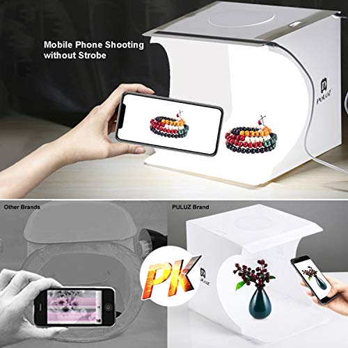 Mini Photo Studio Super Bright Photography Light Box Lightbox Portable Shooting Light Tent with 6 Colors Photography Backdrops Waterproof Background Screen Carrying Bag (20 Centimeter)