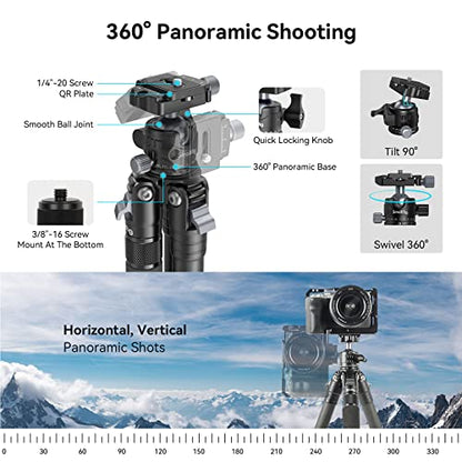 SmallRig AP-10 Carbon Fiber Tripod, 52.4" Lightweight Compact Camera Tripod with Detachable Monopod, 360° Ball Head with Payload 5 kg/11 lb, Quick Release Plate for Canon for Sony, DSLR Camera, Phone - style: 52.4"