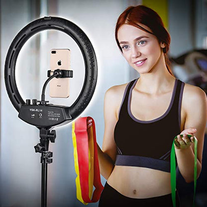 Ring Light with Tripod Stand, Yesker 14 Inch LED Ringlight Kit with Phone Holder Adjustable Color Temperature Circle Lighting, Led Photo Beauty Ring Lights for Camera for Vlog, Makeup, Video Shooting - style: 14 Inch Ringlight