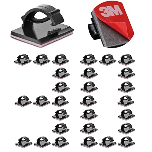 Cable Clips Self with 3M Adhesive Cord Organizer, Wire Holder Clamp Management Sticky for Desk Car Dash Cam Tables Wall, Black 30pcs - color: Black, size: 30 Pieces