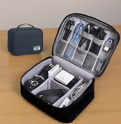Generic Electronics Organizer, Waterproof Portable Digital Storage Bag, Travel Cable Organizer Case-Black - color: Black 02