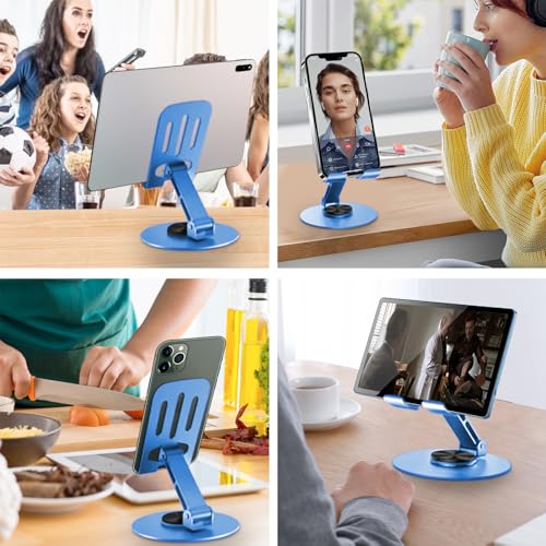 Universal Metal Cell Phone Stand, Multi-Angel Adjustable 360° Rotation Non-Slip Metal Phone Stand Compatible with iPhone 17 Pro Max and All Smartphones (20PCS Blue) - color: 20PCS Blue