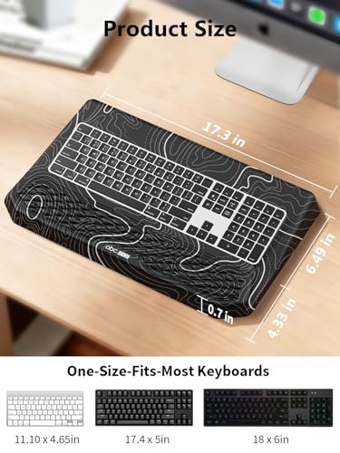 2-in-1 Ergonomic Keyboard Stand with Wrist Rest, Comfy Keyboard Riser Holder with Massage Design, Black Topographic - color: Black Topographic