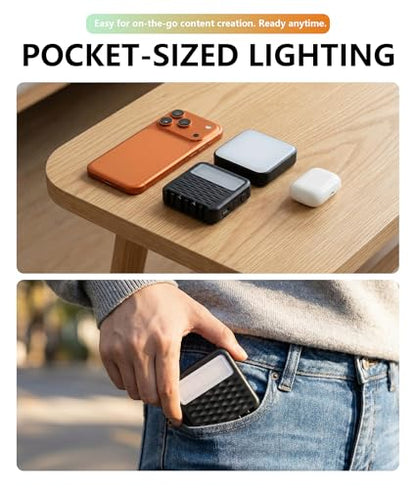 85LEDs Dual-Sided Portable Selfie Light for Dual Camera Recording, Pocket Video Light with Phone Clip & Cold Shoe Mount, 2000mAh Rechargeable for iPhone, Laptop, Vlogging, Zoom & Live Streaming