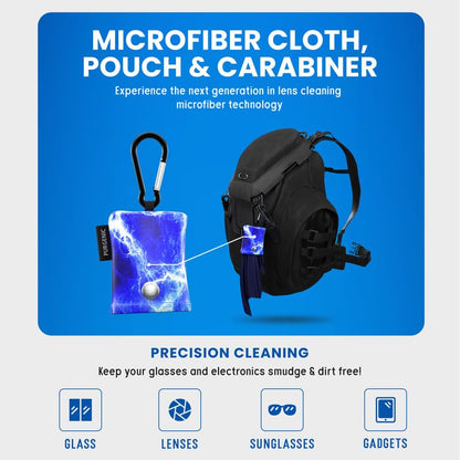 Microfiber Cloth & Glasses Wipes (6 Pack) Lens & Glasses Cleaning Cloth - Eyeglass Cleaner - Camera Lenses & Gadget Delicate Screens - Blue - color: Blue Lightning, size: 6 Pack