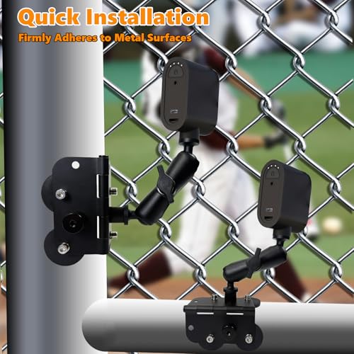 Magnetic Fence Mount for Mevo Camera, Two 1/4" Threaded Points, B Size Ball Head, Aluminum Arm, with Phone Holder, for Recording Baseball and Tennis Game