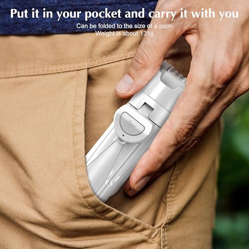 Mini Selfie Stick Tripod, 41.5cm Extendable Grip Phone Tripod with Detachable Remote Pocket Size, 4-in-1 Mini Phone Grip, 10m Wireless Shutter, Vlog Livestreaming Photography （White） - style: White