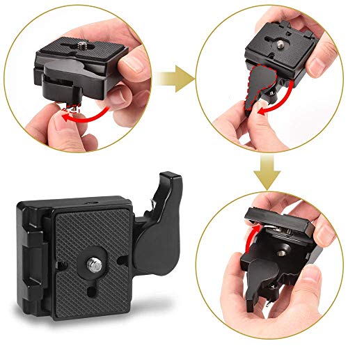 UTEBIT 323 RC2 Tripod Quick Release Plate, with 1/4" and 3/8" Camera Screw | Metal Rapid Connect Adapter Tripod Mount Plate for Manfrotto 200pl-14 Rc2 Camera Tripod Head, Black