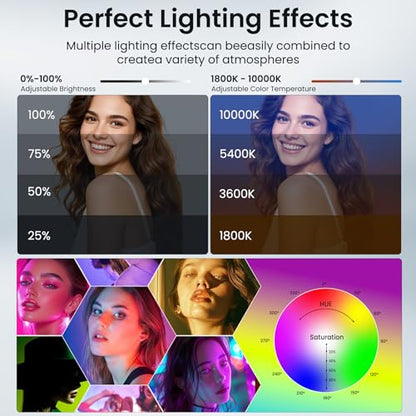 Selfie Phone Light with Magnetic,140 LED 1800K-10000K 4900mAh + Power Bank RGB Video Light CRI 96+ Professional Portable Lighting for Camera, TikTok, Vlog, Makeup, Zoom,Selfie - size: 140 Led