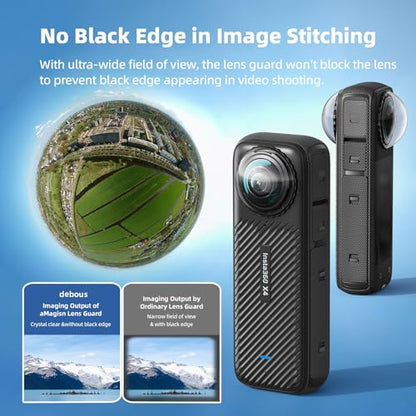 Insta 360 X4 Aluminum Frame Cage Case Bag Glass Lens Guard Set Screen Protector for Insta360 X4 X 4 Accessories Kit Anti-Scratch Metal Housing Shell Tempered Glass Protective Film Cover