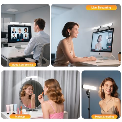 ALTSON 16W 2PCs Video Conference Lighting, LED Streaming Light Clip-On, Zoom Lighting for Computer Monitor Webcam Laptop, Desk Ring Light for Video Recording Podcast, Eye-Caring&360° Rotary Backlight
