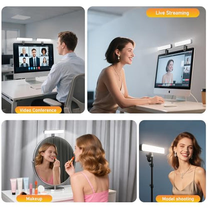 ALTSON 16W 2PCs Video Conference Lighting, LED Streaming Light Clip-On, Zoom Lighting for Computer Monitor Webcam Laptop, Desk Ring Light for Video Recording Podcast, Eye-Caring&360° Rotary Backlight