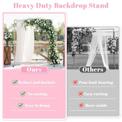 Wedding Arch Backdrop Stand,7x6 FT Metal Arch Backdrop Stand for Ceremony, Stainless Steel Square Backdrop Stand for Parties,Wedding,Birthday,Anniversary,Baby Shower,Garden Decorations - size: 7*6 ft