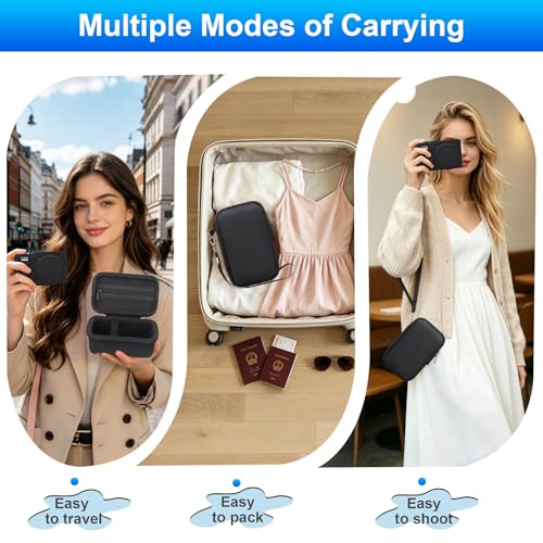 Canboc Case for Panasonic LUMIX ZS99 Point and Shoot Camera, Hard Carrying Case + ZS99/ TZ99 Soft Silicone Protective Cover with Removable Lens Cover, Black (Case Only) - color: Black