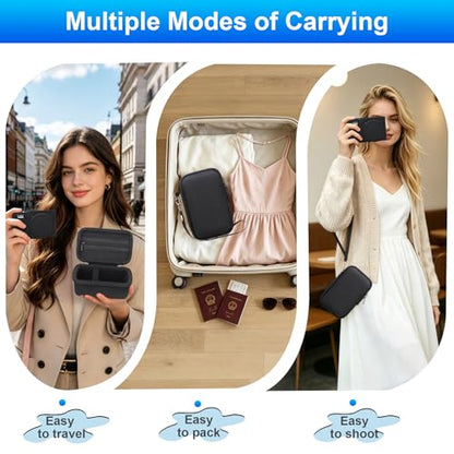 Canboc Case for Panasonic LUMIX ZS99 Point and Shoot Camera, Hard Carrying Case + ZS99/ TZ99 Soft Silicone Protective Cover with Removable Lens Cover, Black (Case Only) - color: Black