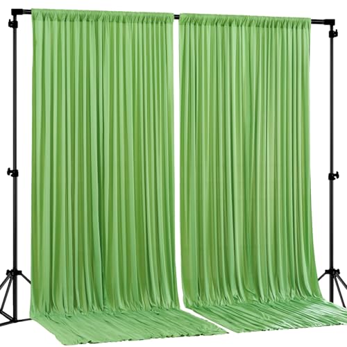 Sage Green Backdrop Curtain 2 Panels-Wrinkle-Free Champagne Curtains Polyester Photography Drapes for Baby Shower Birthday Party Photo Background Backdrop Stand- 8 X10FT (Sage Green) - color: Sage Green, size: W4' x H10'(2 panels)