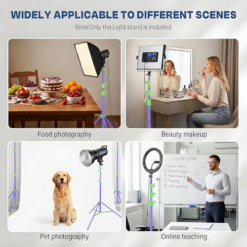 SH Light Stand Photography, 9.1ft/280cm Air Cushioned Studio Light Stand, Heavy Duty Metal Photo Video Tripod Stand with 1/4" to 3/8" Screw for Strobe, Camera, Ring Light, Softbox, Max Load 22lb/10kg - color: Green