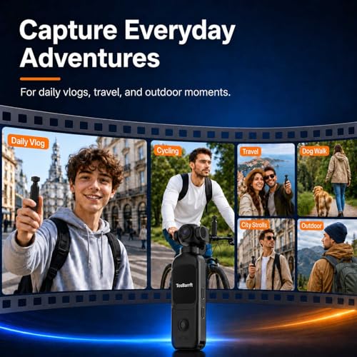 Vlogging Camera with 270° Rotating Lens, Pocket Camera with Audio & Video Recording,14-Hour Battery, Handheld POV Cameras with 64GB, Easy One-Button Recording for Travel,Daily Life - size: H9264G