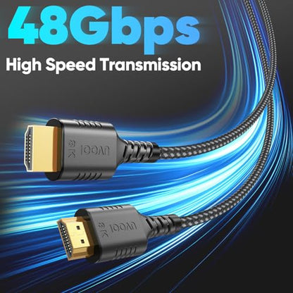 Short HDMI Cable 1 FT 2-Pack, 48Gbps Ultra High Speed 8K HDMI 2.1 Cable Braided, 1 Foot HDMI Cable for Camera, Field Monitor, External Recorder, Laptop, PC,PS4/PS5, Soundbar, Splitter,Computer