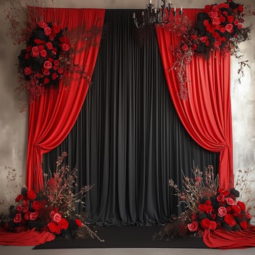 50ftx14FT Wrinkle Free Black Backdrop Curtain, 10 Panels 14FT Height Black Wedding Backdrop Drapes, Silky Polyester Back Drop Cloth for Birthday Photography Background Party Backdrop Draping - color: Black, size: (W)5ft x (H)14ft (10 Panel)