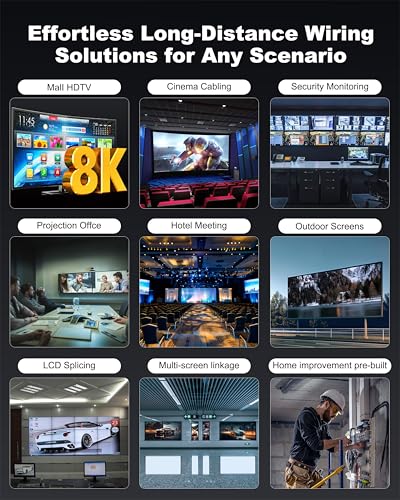 8K HDMI Cable 50ft/15M, in-Wall CL3 Rated Fiber Optic HDMI Cable 2.1 Support [8K@60Hz] Dynamic HDR/eARC/HDCP 2.2&2.3/3D, Certified Ultra High Speed Long HDMI Crod for HDTV, Laptop, PC… - size: 50FT