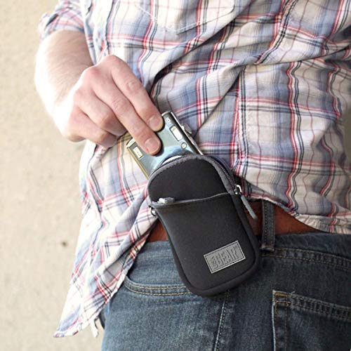 USA Gear Small Camera Pouch with Wrist Strap, Belt Loop - Small Digital Camera Case Fits Canon Powershot, Sony Cybershot, Nikon Coolpix, Kodak PIXPRO, G7 Mark iii - Fits 4.5 Inch Models - color: Black and Grey