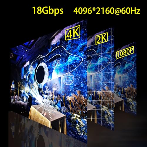 Soonsoonic Fiber Optic HDMI Cable 200ft,18Gbps 4K@60Hz(4:4:4) Unidirectional Active 2.0 Cord,Support HDR10 ARC HDCP 2.2 3D CEC Atmos DTS:X, Ultra high Speed Flexible and Slim（60m） - size: 200FT