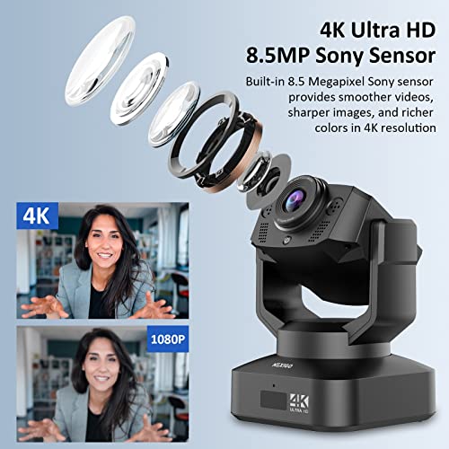 NexiGo N990 4K PTZ Zoomable Webcam, Video Conference Camera System with 5X Digital Zoom, Sony Starvis Sensor, Position Preset, Dual Stereo Mics, Audio Jacks for External Mics (Renewed) - style: 4K PTZ Webcam